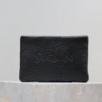 POUCH WITH ELEPHANT TEXTURE 23 IN BLACK LAMBSKIN LOGO EMBOSSED