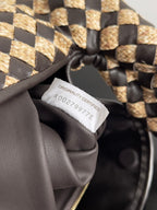 GROSSER HOP 54 IN BRAUNES KALBSLEDER UND BEIGE RAFFIA