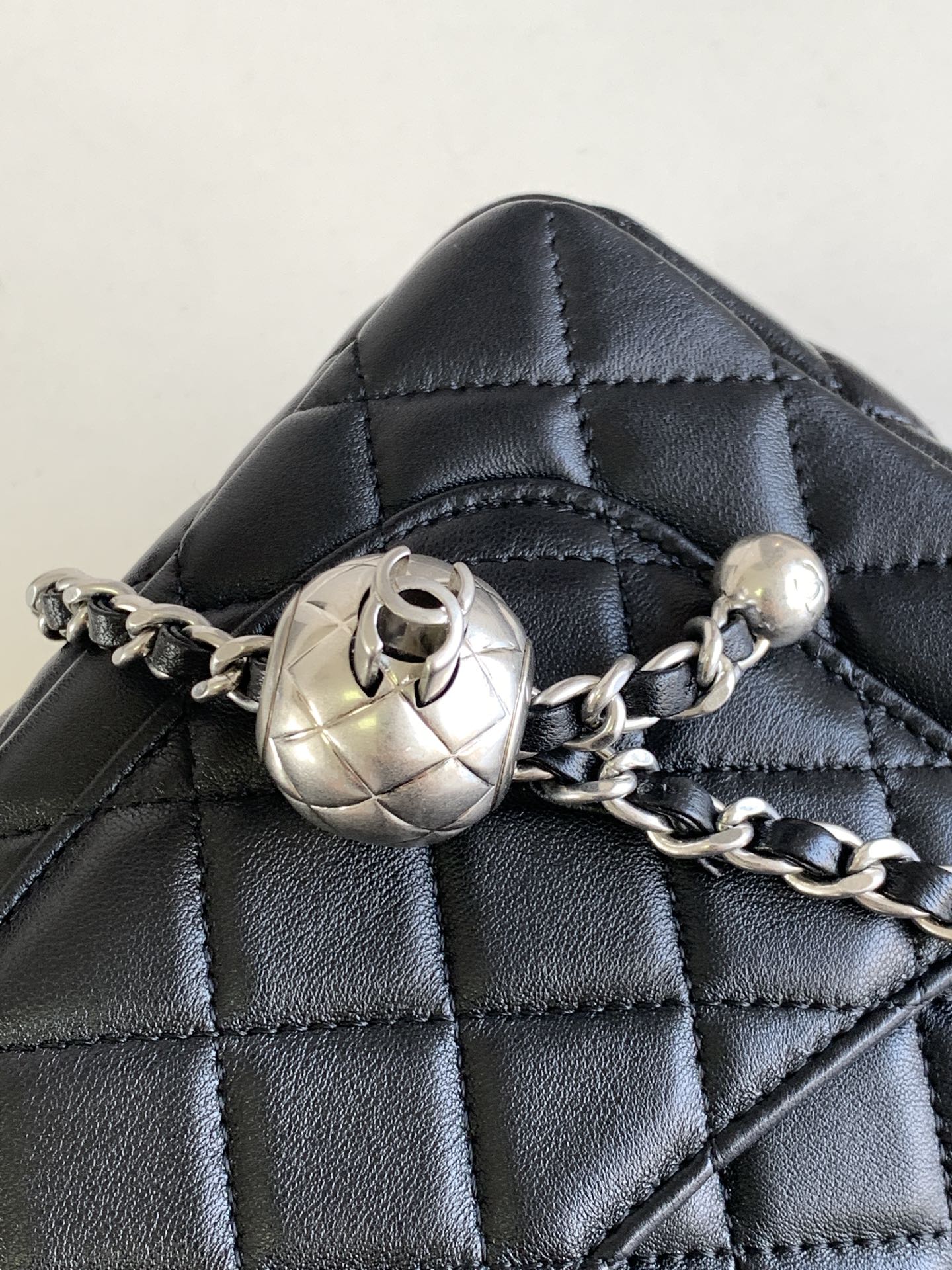 CC SMALL 20 FLAP BAG IN BLACK CALFSKIN