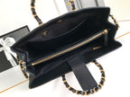 CC LARGE 33 BAG IN BLACK CALFSKIN GOLD HARDWARE