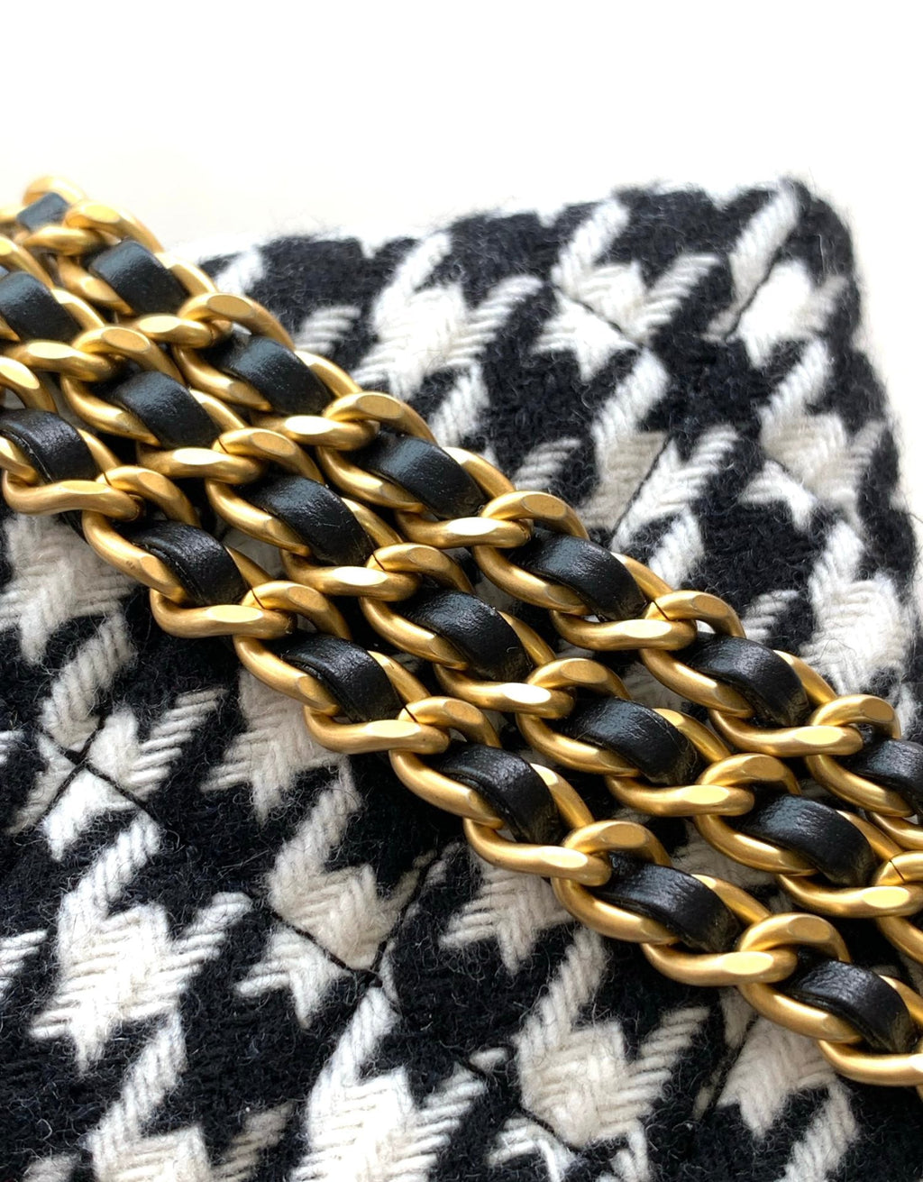 CC SMALL 20 KELLY SHOPPER SCHWARZ-MIX WEISSER TWEED GEBÜRSTETE GOLDENE HARDWARE