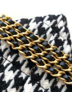 CC SMALL 20 KELLY SHOPPER SCHWARZ-MIX WEISSER TWEED GEBÜRSTETE GOLDENE HARDWARE