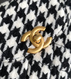 CC SMALL 20 KELLY SHOPPER SCHWARZ-MIX WEISSER TWEED GEBÜRSTETE GOLDENE HARDWARE