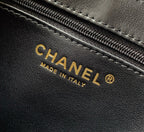 CC SMALL 20 KELLY SHOPPER SCHWARZ-MIX WEISSER TWEED GEBÜRSTETE GOLDENE HARDWARE