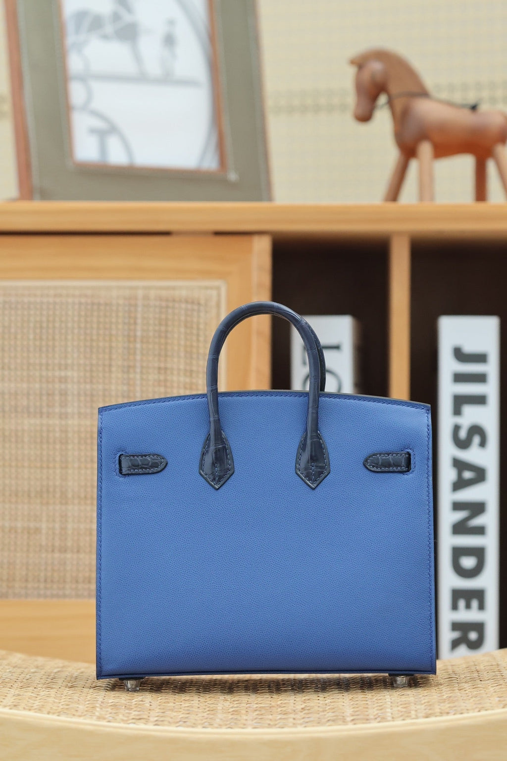 BIRKIN FAUBOURG TOUCH 20 IN NAVY MIX CLASSIC BLUE CALFLEDER WITH SILVER HARDWARE (MADE-TO-ODER)