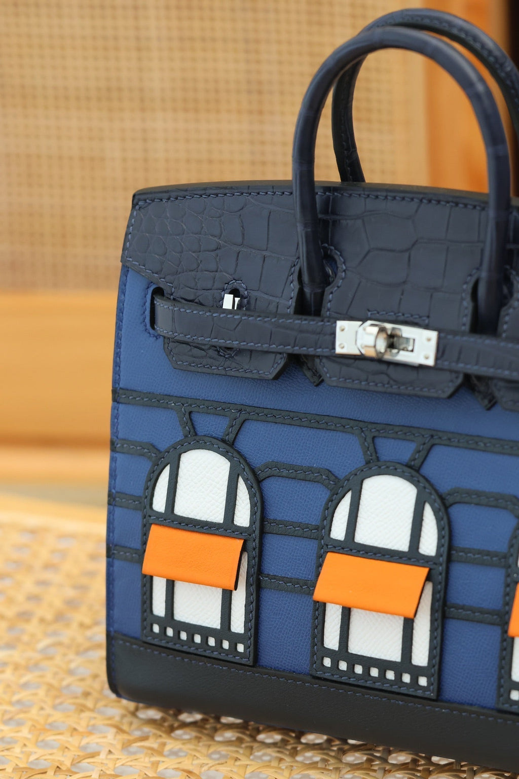 BIRKIN FAUBOURG TOUCH 20 IN NAVY MIX CLASSIC BLUE CALFLEDER WITH SILVER HARDWARE (MADE-TO-ODER)