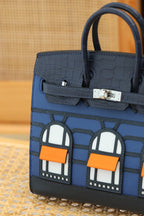 BIRKIN FAUBOURG TOUCH 20 IN NAVY MIX CLASSIC BLUE CALFLEDER WITH SILVER HARDWARE (MADE-TO-ODER)