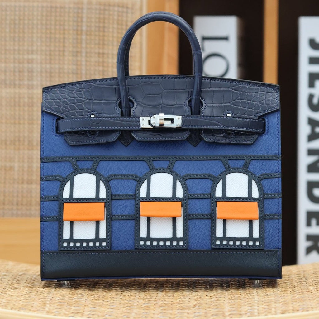 BIRKIN FAUBOURG TOUCH 20 IN NAVY MIX CLASSIC BLUE CALFLEDER WITH SILVER HARDWARE (MADE-TO-ODER)