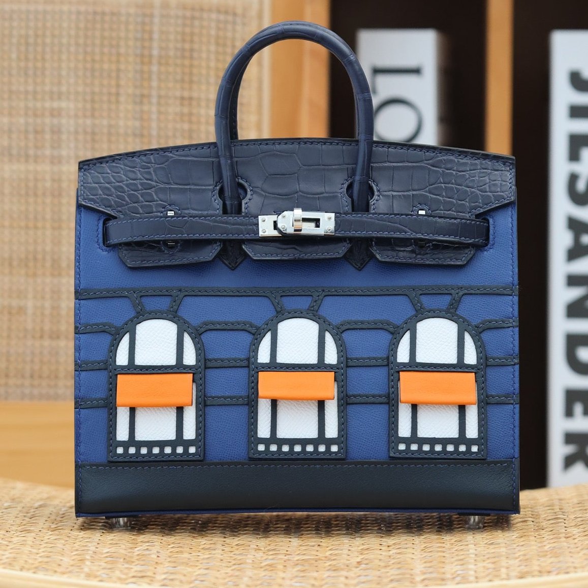 BIRKIN FAUBOURG TOUCH 20 IN NAVY MIX CLASSIC BLUE CALFLEDER WITH SILVER HARDWARE (MADE-TO-ODER)