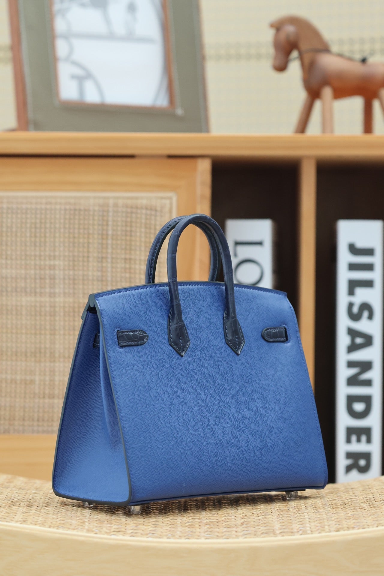 BIRKIN FAUBOURG TOUCH 20 IN NAVY MIX CLASSIC BLUE CALFLEDER WITH SILVER HARDWARE (MADE-TO-ODER)