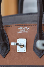 BIRKIN FAUBOURG TOUCH 20 IN SCHOKOLADENMIX BRONZEBRAUNES KALBSLEDER MIT SILBERNEN BESCHLÄGEN (AUF BESTELLUNG GEFERTIGT)