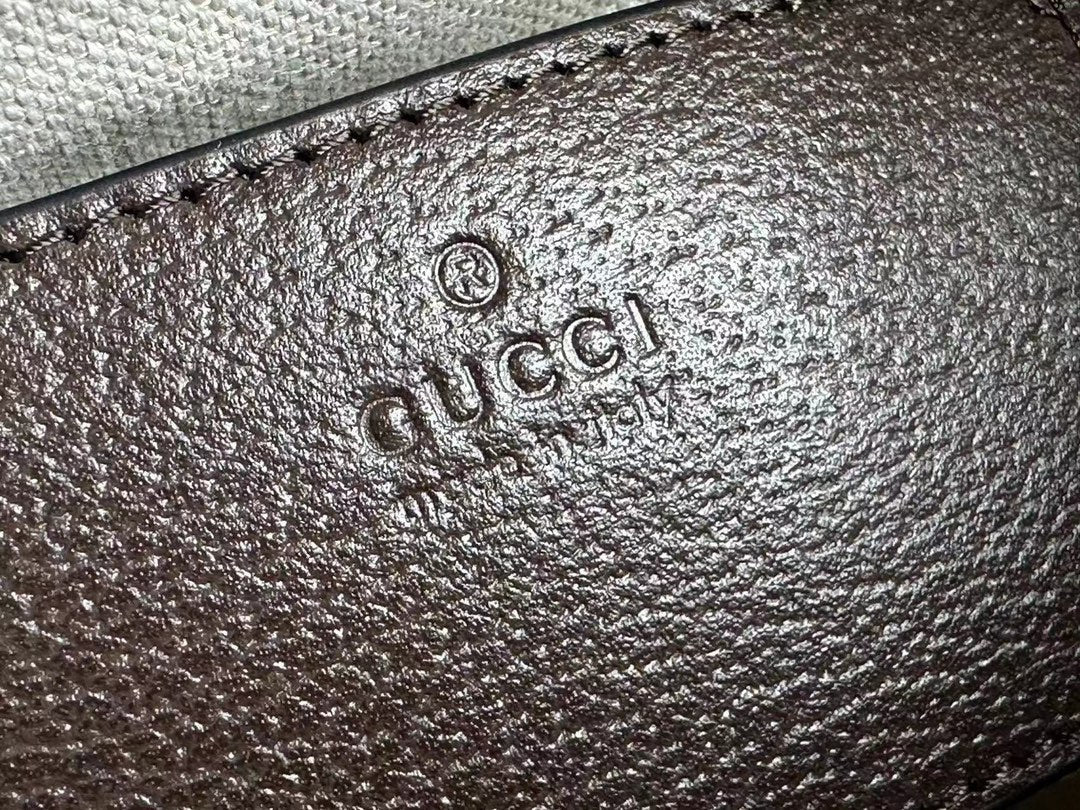 OPHIDIA 21 GG KLEINE SCHULTERTASCHE AUS BEIGEM CANVAS UND BRAUNEN KALBSLEDER