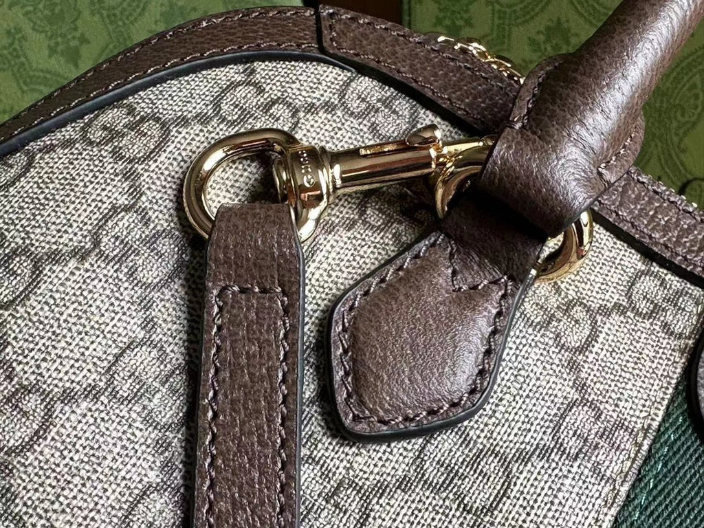 OPHIDIA 31 KLEINE TRAGETASCHE IN BEIGEM CANVAS UND BRAUNEM KALBSLEDER