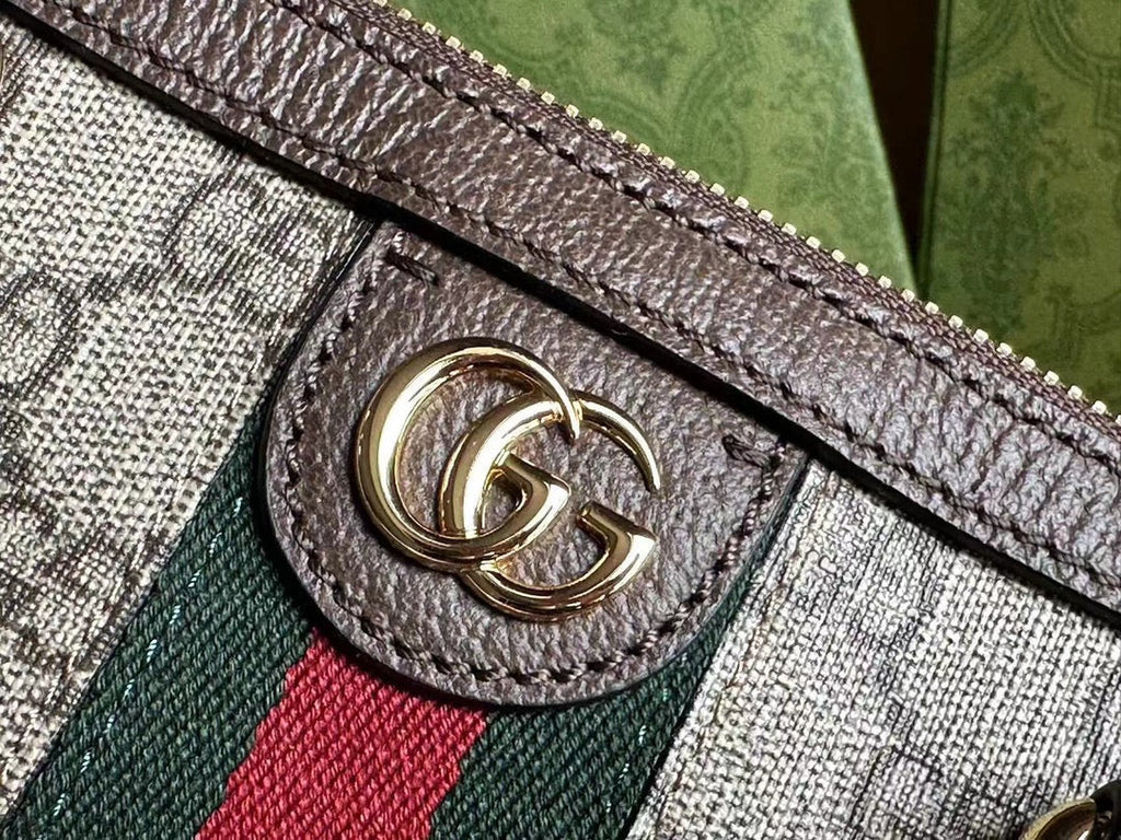 OPHIDIA 31 KLEINE TRAGETASCHE IN BEIGEM CANVAS UND BRAUNEM KALBSLEDER