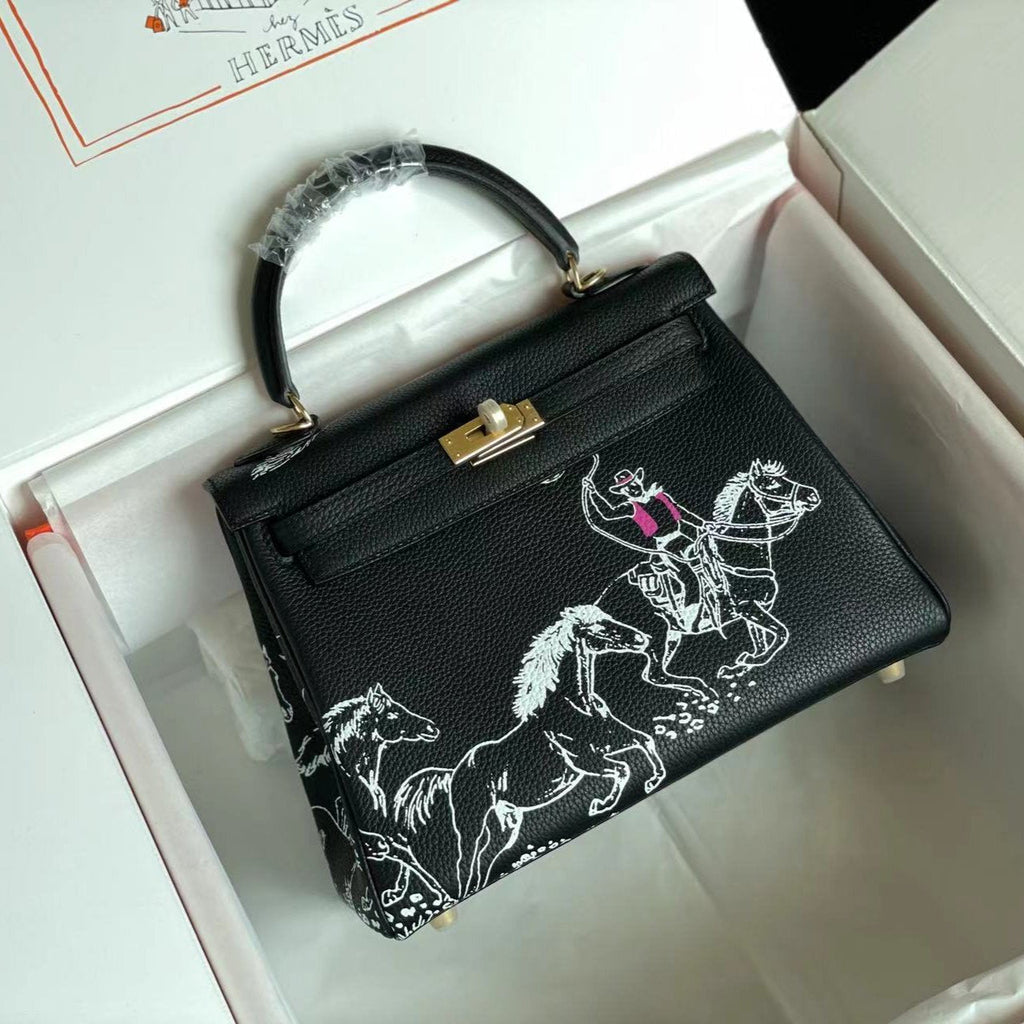 BIRKIN 25 BAG IN BLACK CALFSKIN WITH WHITE STICKER (MADE-TO-ODER)