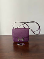 CONSTANCE 18 PURPLE OSTRICH SILVER HARDWARE
