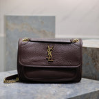 NIKI MEDIUM 28 IN Kastanienbraunes Elefantenmuster Lammleder Goldbeschläge