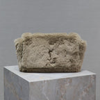 KATE KLEINE TASCHE 22 IN ECRU BEIGE KANINCHENFELL GOLDENE KETTE