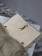 KATE KLEINE TASCHE 22 IN ECRU BEIGE KANINCHENFELL GOLDENE KETTE