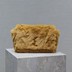 KATE KLEINE TASCHE 22 IN ERDNUSSBRAUN KANINCHENFELL GOLDKETTE