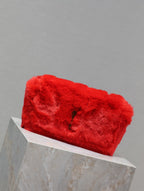 KATE KLEINE TASCHE 22 IN SCHARLACHROTES KANINCHENFELL GOLDKETTE