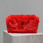 KATE KLEINE TASCHE 22 IN SCHARLACHROTES KANINCHENFELL GOLDKETTE