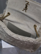 KATE Klapptasche 28 Zoll ECRU BEIGE Kaninchenfell Goldkette