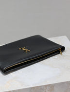 CALYPSO SMALL POUCH 23 IN BLACK SMOOTH LAMBSKIN