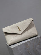 ENVELOPE CLUTCH 29 IN WHITE LAMBSKIN COPPER LOGO
