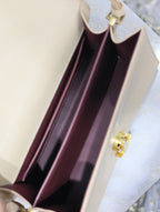 CASSANDRA Henkeltasche 24 Zoll, beige Kalbsleder, goldene Beschläge