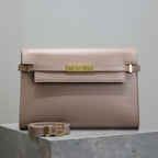 MANHATTAN MEDIUM 29 IN DUNKELBEIGE GLATTEM KALBSLEDER GOLDENE SCHNALLE