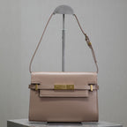 MANHATTAN SMALL 24 IN DUNKELBEIGE GLATTES LAMMLEDER GOLDENE BESCHLÄGE