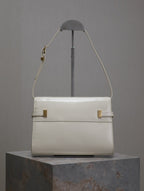 MANHATTAN KLEIN 24 ZOLL WEISS GLATTES LAMMLEDER GOLDENE BESCHLÄGE