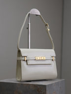 MANHATTAN KLEIN 24 ZOLL WEISS GLATTES LAMMLEDER GOLDENE BESCHLÄGE