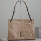 NIKI EINKAUFSTASCHE 33 IN HELLBRAUNEM KNITTERTEM KALBSLEDER