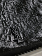 NIKI SHOPPING BAG 33 IN BLACK CRUMPLED CALFSKIN SILVER HARDWARE