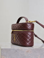 GABY MINI-SCHminktisch 45,7 cm, auburnrot, Lammleder, goldene Beschläge