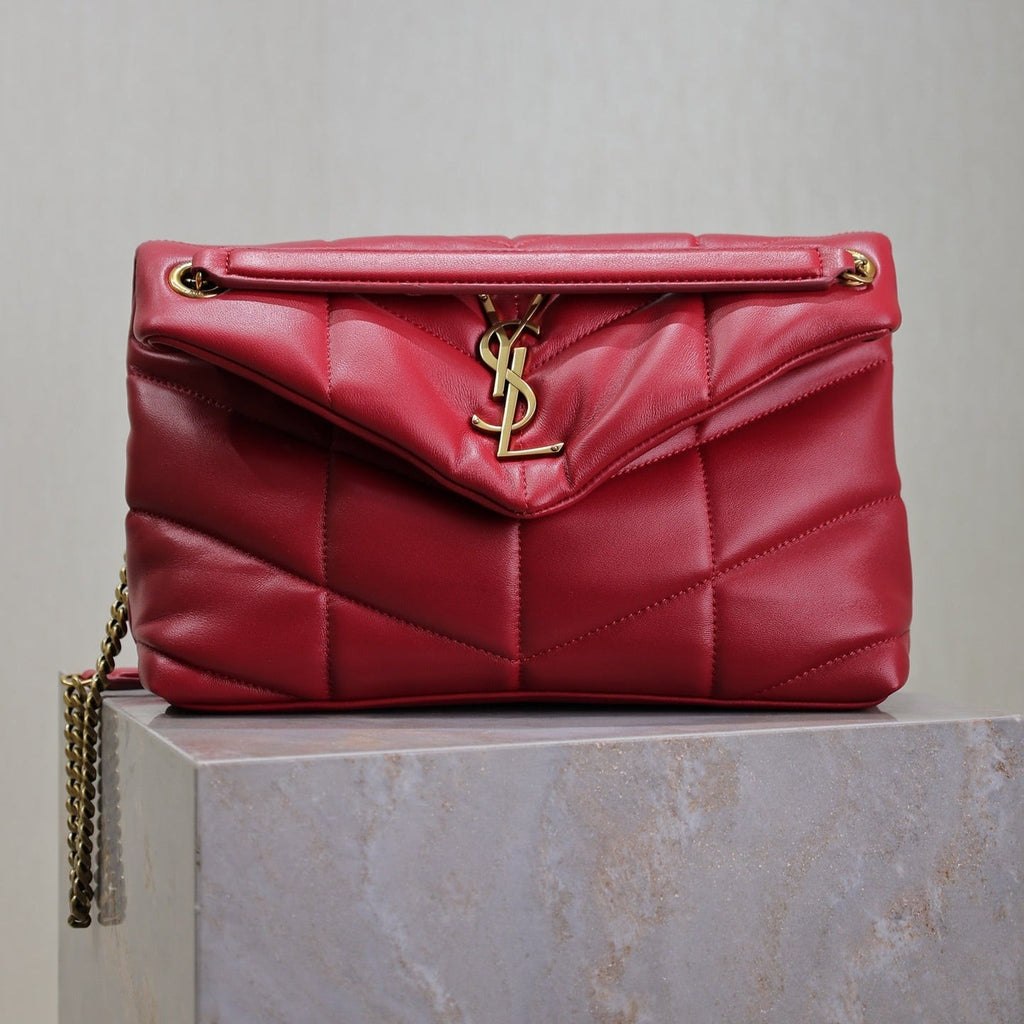 Daunenjacke, klein, 29 Zoll, rotes Lammleder, goldene Beschläge