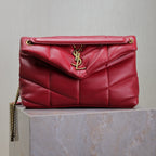 Daunenjacke, klein, 29 Zoll, rotes Lammleder, goldene Beschläge