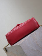 Daunenjacke, klein, 29 Zoll, rotes Lammleder, goldene Beschläge