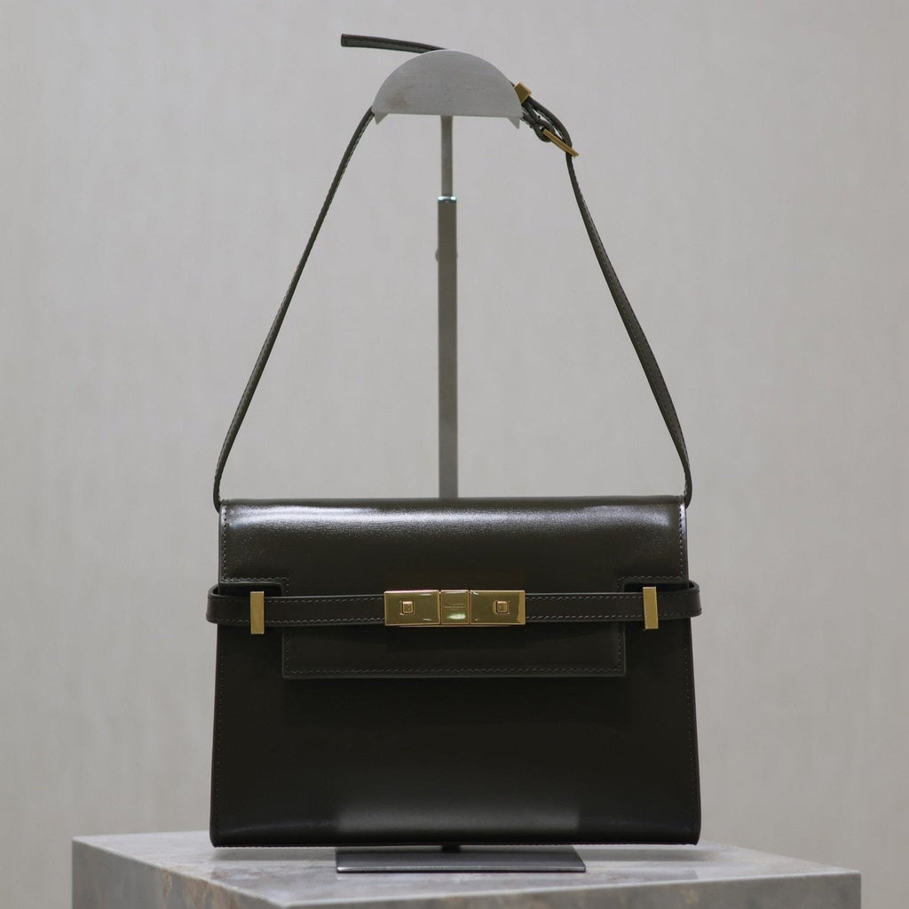 MANHATTAN IN BOX KLEIN 24 IN KOMBU GRÜNES KALBSLEDER GOLDENE HARDWARE