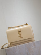 SUNSET KLEINE TASCHE 19 IN BEIGE KALBSLEDER GOLDENE BESCHLÄGE