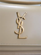 SUNSET KLEINE TASCHE 19 IN BEIGE KALBSLEDER GOLDENE BESCHLÄGE