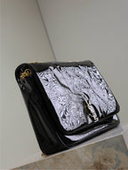 JAMIE 4.3 GROSSE TASCHE 43 IN SCHWARZEM LACKLAMMLEDER GOLDENE BESCHLÄGE