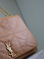 JAMIE 4.3 GROSSE TASCHE 43 IN BRONZEBRAUN GLATTES LAMMLEDER GOLDENE BESCHLÄGE