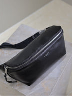 Klassische Umhängetasche 26 Zoll in schwarzem Lammleder