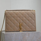 BECKY 25 IN MITTELBRAUN GESTEPPTES LAMMLEDER GOLDENE BESCHLÄGE