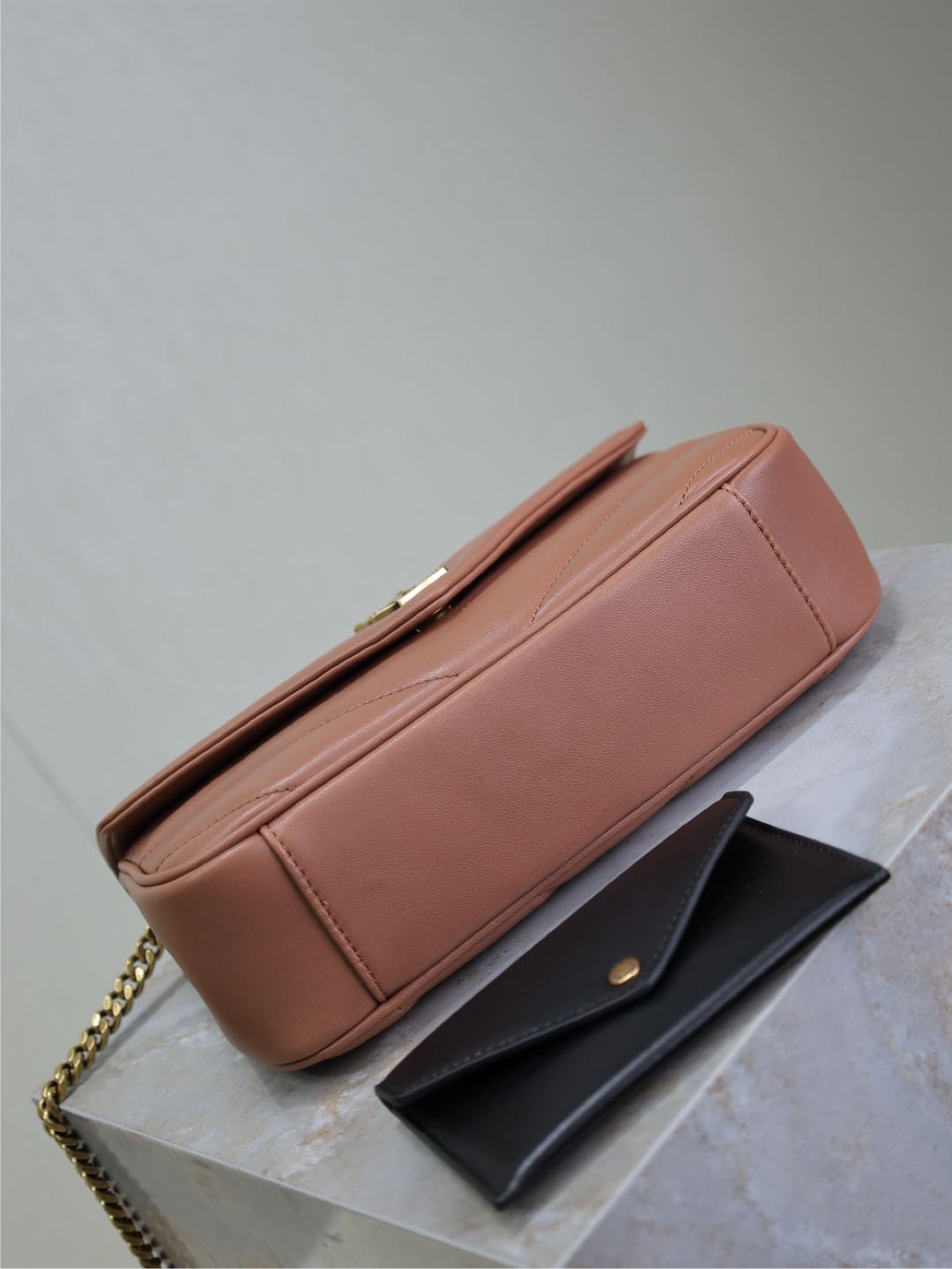 LOULOU SMALL 24 IN SALMON PINK SHEEPSKIN GOLD HARDWARE