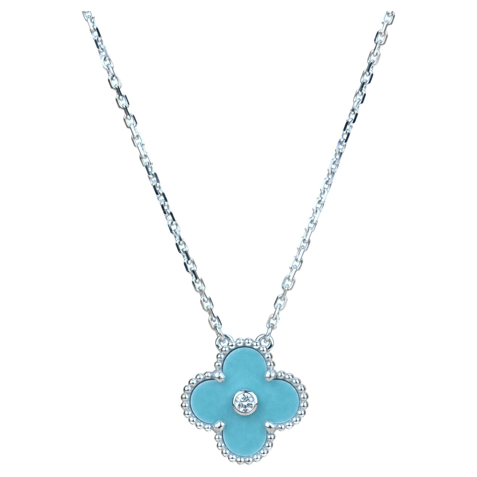 ¡®Jewelicorn¡¯CLOVER 15MM DIAMOND SVRES PORCELAIN  NECKLACE SILVER