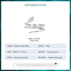 スターリングシルバーの蛇の調節可能なリング